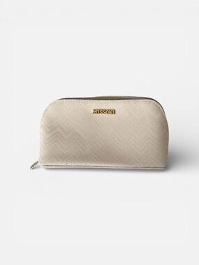 MISSONI Beige Chevron Makeup Toiletry Zip Bag